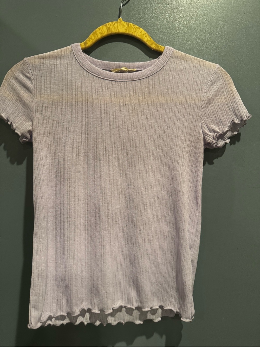 Madewell Lavender Ribbed Lettuce Edge Short Sleeve Top XXS